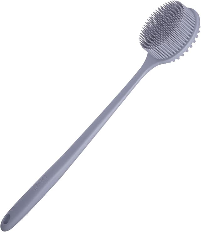 Detalle de DNC Silicone Back Scrubber with Long Handle (Gray) – Shower & bath body brush