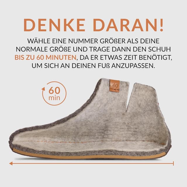 Detalle 2 de Green Comfort MAKALU Hausschuhe für Damen & Herren – 100% Schaffilz, ohne Mulesing, mit Ledersohle