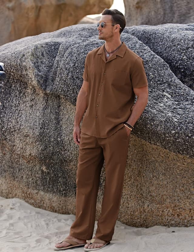 Detalle 2 de COOFANDY Linen Beach Set 2 Piece