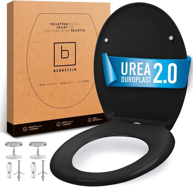 Detalle de BENKSTEIN coperchio WC antibatterico oval, duroplast con Quick Release e softclose, sedile WC in acciaio inox rimovibile