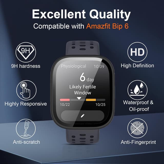 Detalle 2 de Vanrain Schutzhülle für Amazfit Bip 6 (2 Stück) mit gehärtetem Glas für Rundum-Schutz