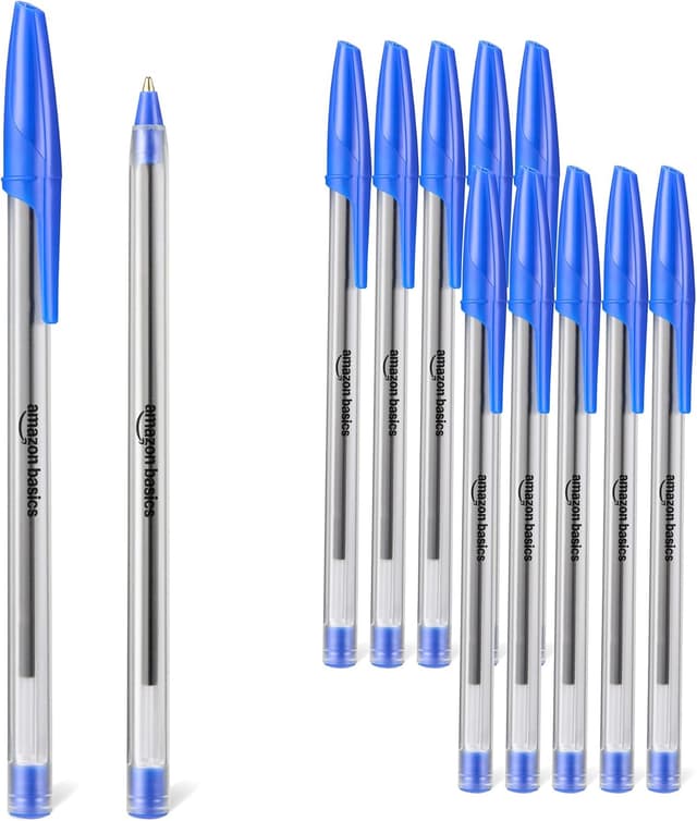 Detalle de Set di penne a sfera Amazon Basics con inchiostro blu (12 pezzi), punta 1,0 mm