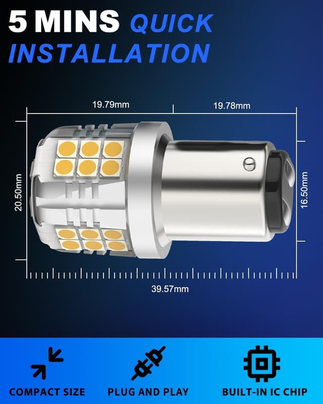 Detalle de GZ5CG P21/5W 1157 BAY15D LED bulbs (12V) with 3030 30 SMD, 1500LM and 6500K – for brake, reverse and DRL