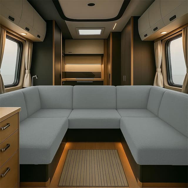 Thumbnail 6 de CDPTD Jacquard-Bezüge für Wohnwagen-Polster – rutschfeste RV-Sitzbezüge mit 2 Kordeln, Ersatzbezug (gray1, passend für W 45–65 cm & D 45–65 cm)