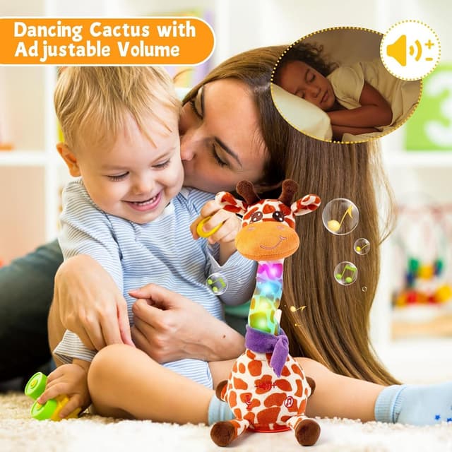 Detalle de Edencomer Singing Dancing Giraffe Toy (Spotted) with Volume Control & Voice Recording