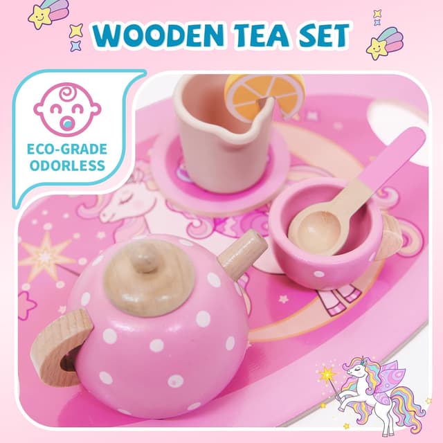 Thumbnail 3 de Unicorn Wooden Tea Set for 2–6 Year Girls