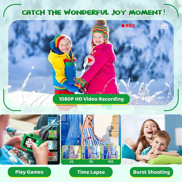 Detalle de ASTGMI Kinderkamera mit 2,0" Display, Digitalkamera für Kinder ab ca. 3 Jahren – grün