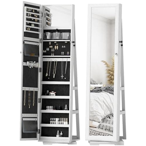 Detalle de HOMCOM espejo joyero 360° 38x38x160 cm