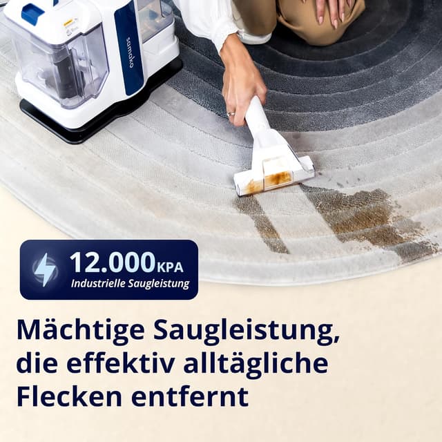 Detalle de Samako Teppichreiniger & Polsterreiniger – kompaktes Handgerät mit 400W Motor und 2 Wassertanks