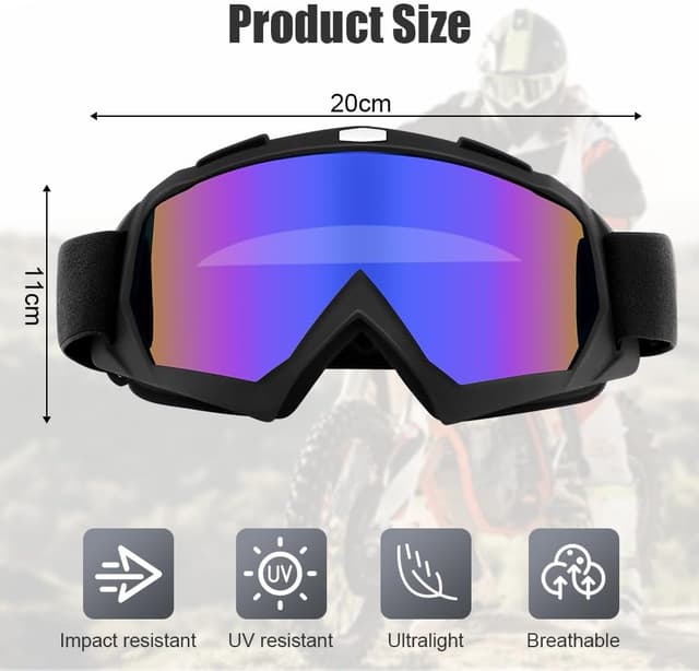Detalle de HOTUT Bike Motorcycle Goggles with UV400 protection, windproof anti-dust lenses and padded foam fit