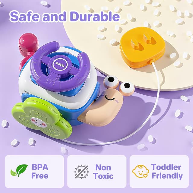 Detalle 2 de ZCOINS Snail Travel Toy for Toddlers (18M+) – Montessori Sensory Busy Cube for Car & Plane Rides