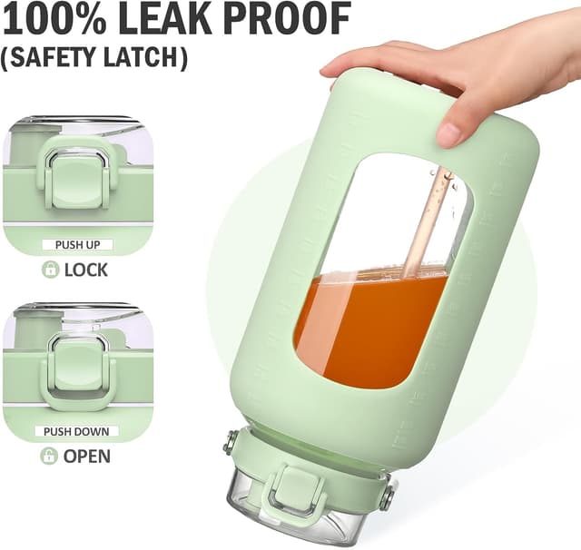 Detalle de BLUEGO Trinkflasche Glas 2,5 l mit Zeitmarkierungen