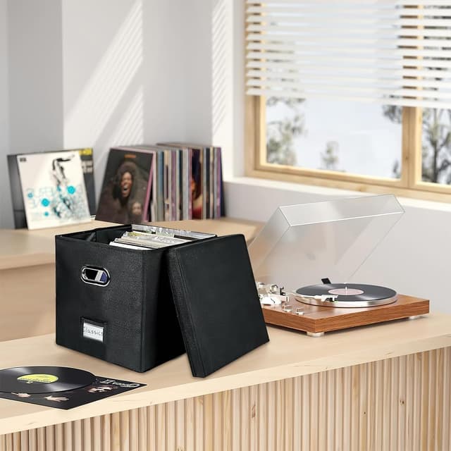 Thumbnail 2 de Aolawco 12-inch Vinyl Record Storage Box (folding, up to 100+ records) – Black