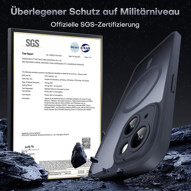 Detalle de TOCOL für iPhone 15 Plus Hülle (6,7 Zoll) mit MagSafe, 360° Schutz & Kameraschutz – Schwarz