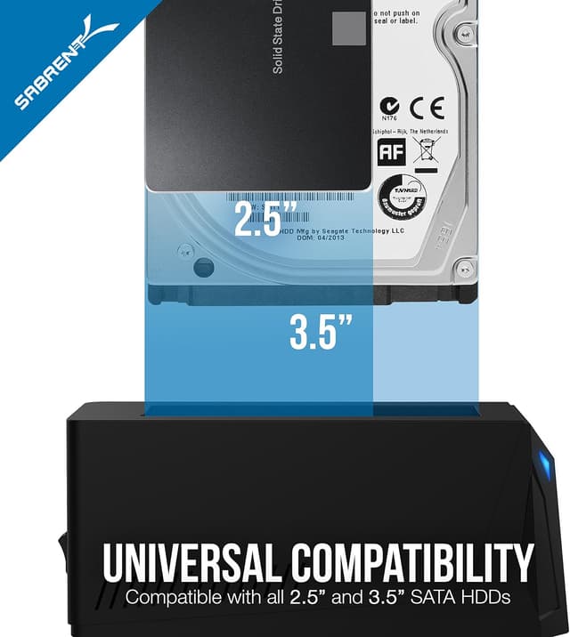 Detalle de SABRENT USB 3.0 to SATA External Hard Drive Docking Station (EC-UBLB) for 2.5"/3.5" HDD & SSD