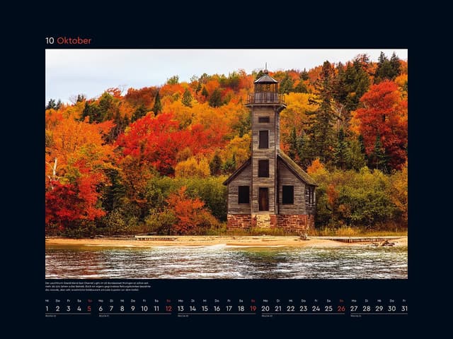 Detalle de Leuchttürme KUNTH Wandkalender 2025 (60 x 45 cm) mit Spiralbindung – Großformat für maritime Wandmomente