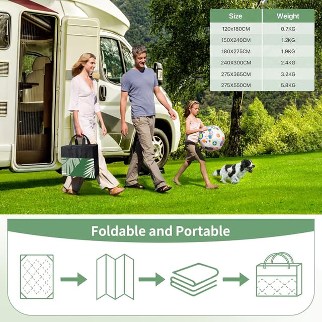 Detalle 2 de GENIMO Outdoor Rug 150x240cm – Waterproof Reversible Garden Carpet (Dark Green)