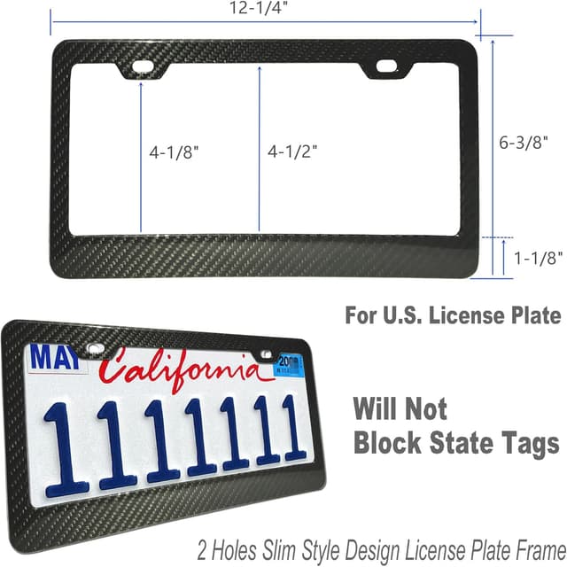 Thumbnail 2 de ZXFOOG Carbon Fiber License Plate Frame 6.2x12.2in