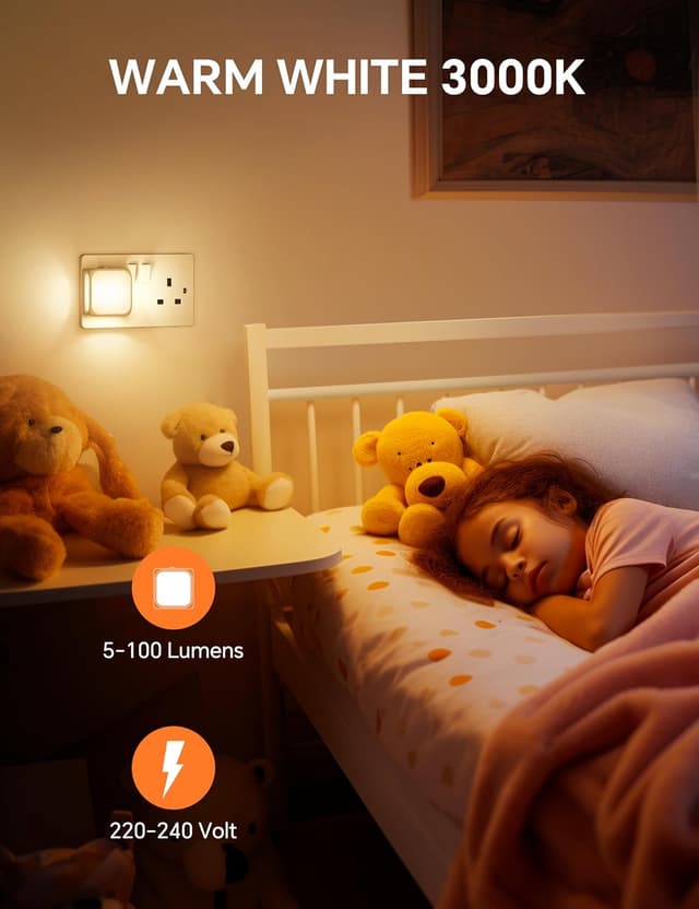 Detalle 2 de PURSNIC Night Light Plug‑in Wall 3000K LED 🌙