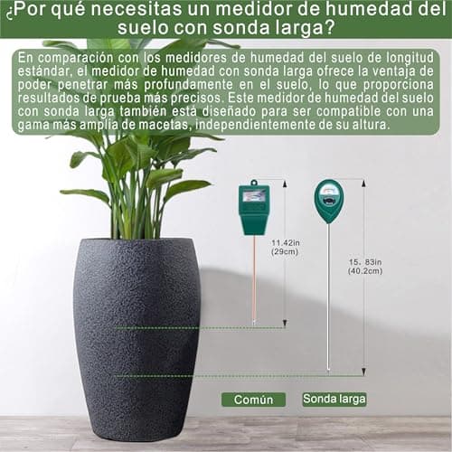 Detalle 2 de XLUX medidor de humedad de suelo con sonda larga (uso profundo) para plantas de interior y exterior
