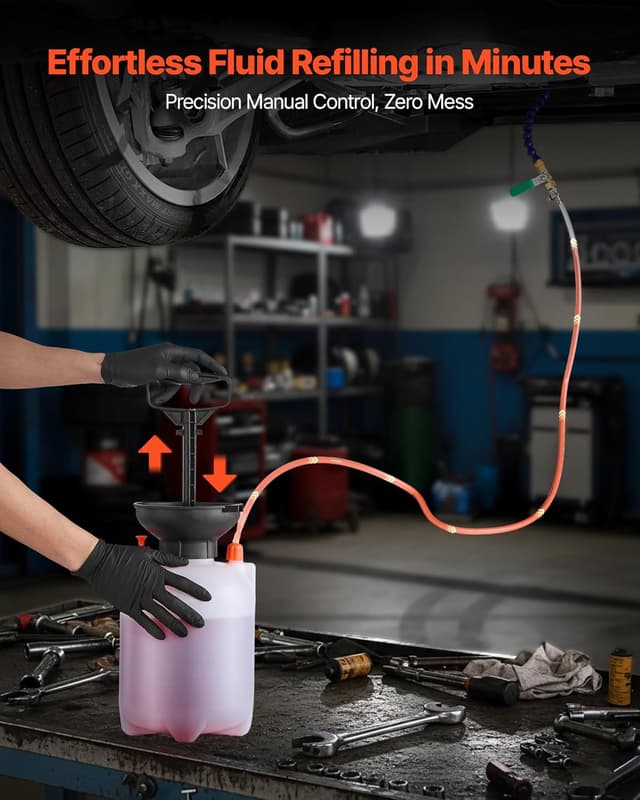 Detalle de Pompe de remplissage VEVOR pour huile de transmission, manuelle 3 L avec réservoir PEHD