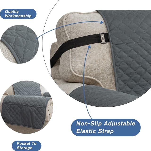 Detalle de XINEAGE Copridivano 3 posti impermeabile grigio scuro 🛋