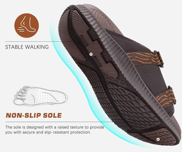 Detalle 2 de KuaiLu Men’s Orthotic Athletic Slide Sandals with Arch Support & Adjustable Strap