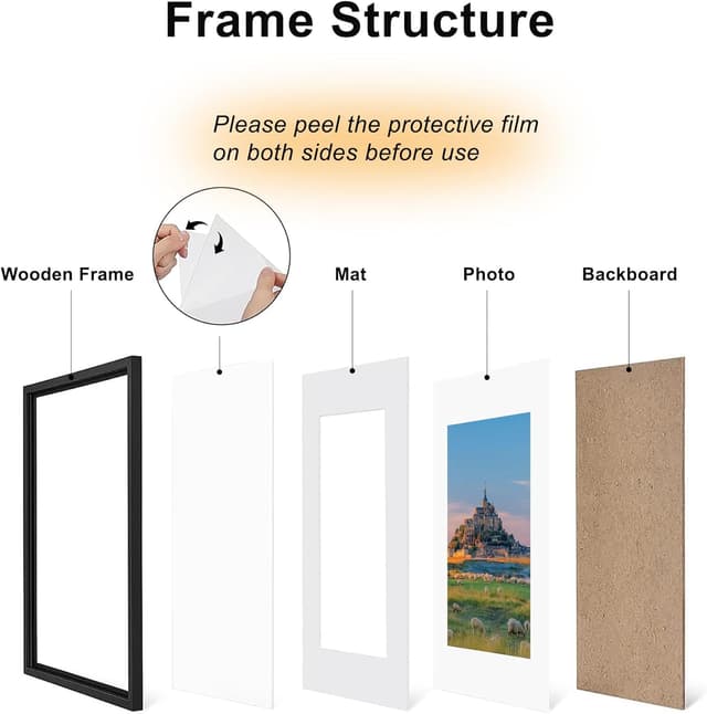 Detalle de Zreolity A3 Black Wooden Photo Frame (42 x 29.7 cm) with A4 Mount