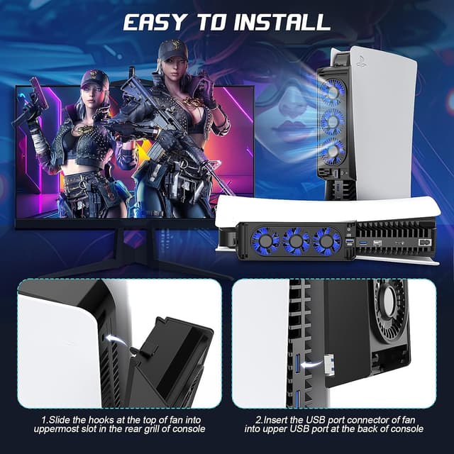 Thumbnail 5 de QYCHHJ PS5 Cooling Fan 3 in 1 with LED