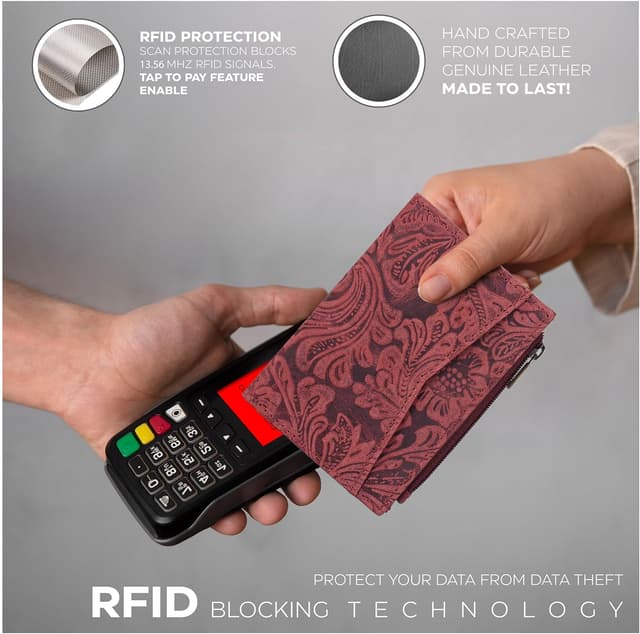 Detalle de Oak Leathers women’s RFID wallet 4.2in