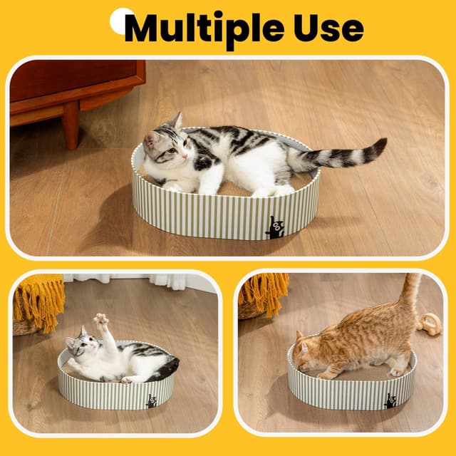 Detalle de Conlun Kratzbrett Katze – Kratzbox mit 4 doppelseitigen Kratzpappen, Wellpappe zum Kratzen und Ausruhen (Groß)