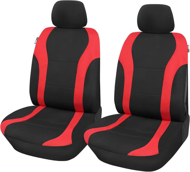 Detalle de Upgrade4cars Coprisedili auto anteriori universali nero/rosso (set da 4 pezzi)