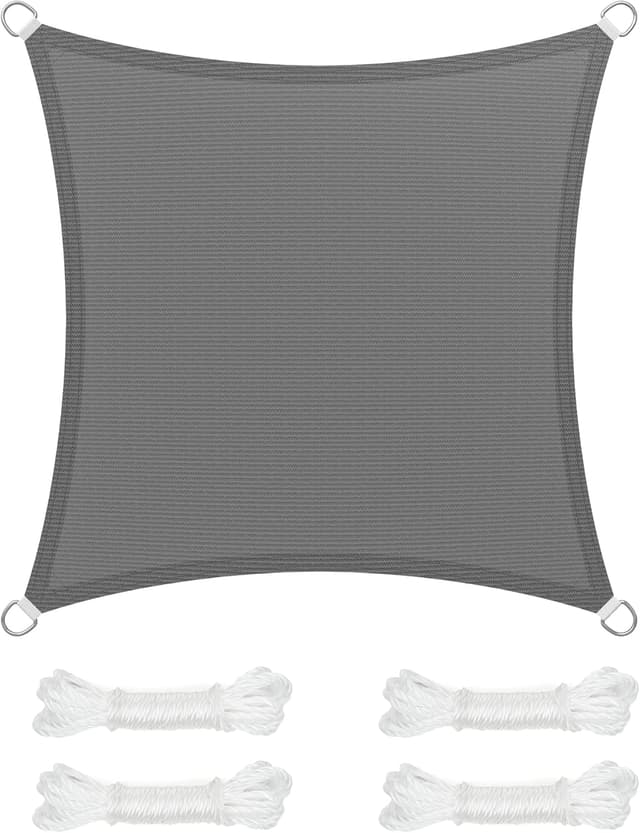 Detalle de SONGMICS Vela parasole 4 x 4 m grigio fumo GSS44GY: ombra quadrata per terrazza e giardino