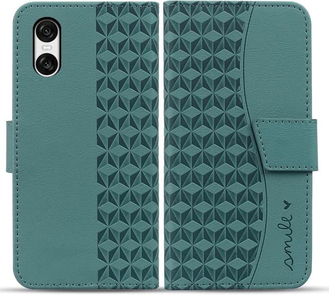 Detalle de Rostsant Handyhülle für Sony Xperia 10 VI – Premium PU Leder Flip Case mit Kartenfächern (Grün)