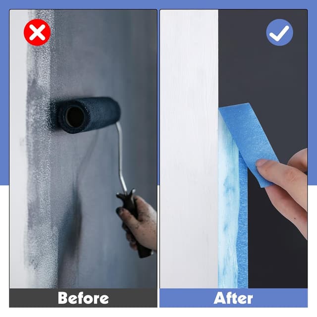 Detalle de Fyguard 4 Rolls Blue Painters Tape (24mm x 50m) – crepe paper masking tape with no residue