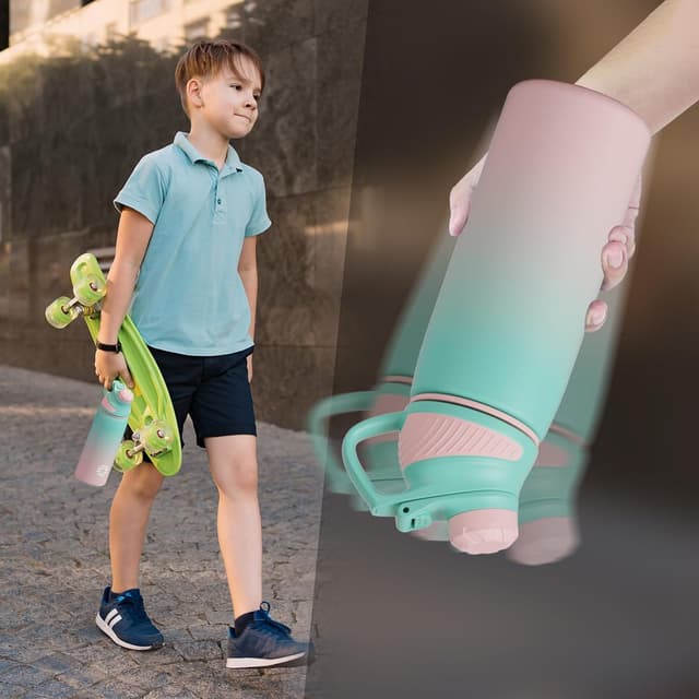 Detalle de FJbottle Edelstahl Sport-Trinkflasche mit magnetischem Deckel, 400/600/800 ml – BPA-frei, auslaufsicher