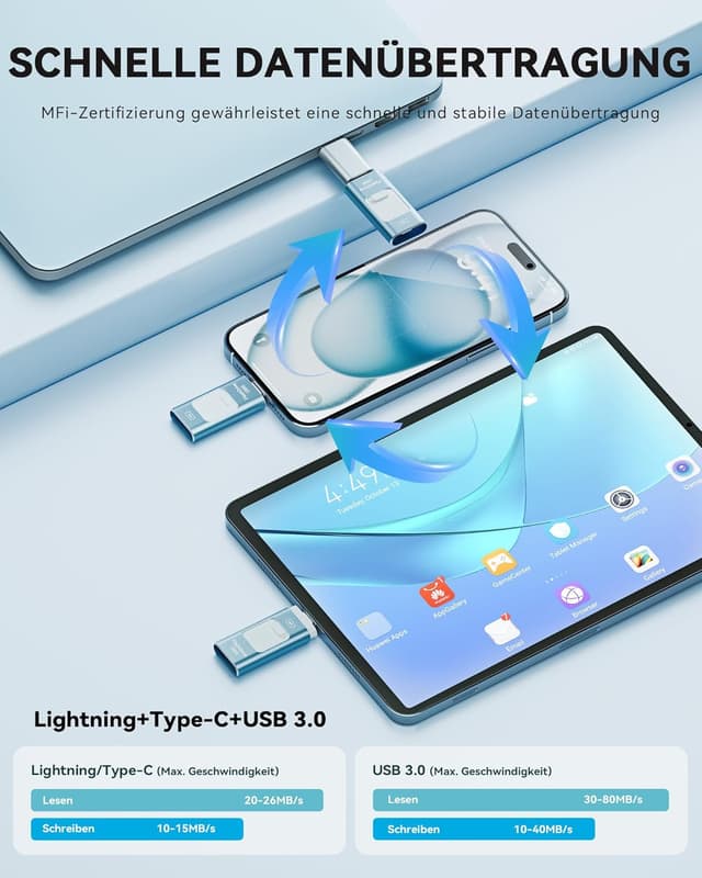 Thumbnail 4 de ROSPE USB Stick 128 GB für iPhone 3-in-1 Speicherstick