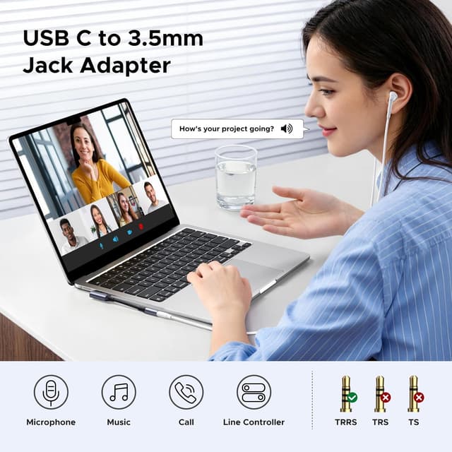 Detalle de UGREEN USB-C Jack Audio 3,5 mm 90°