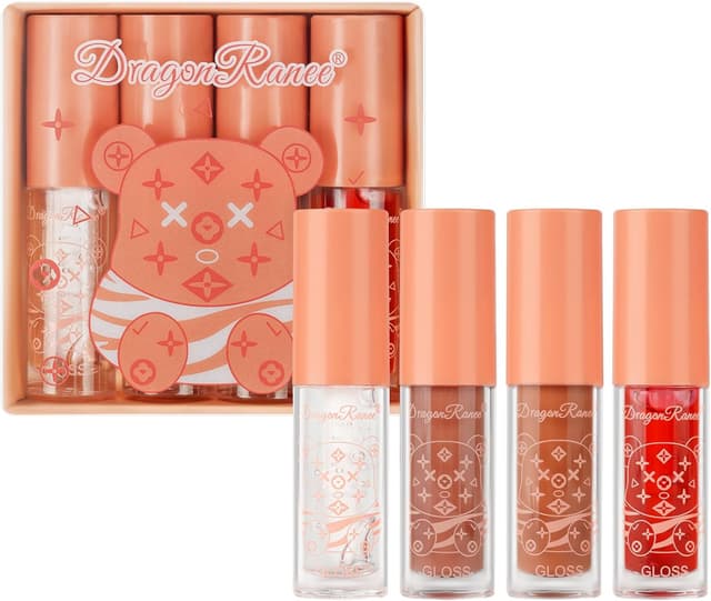 Detalle de Coffret AOOWU 4 soins liquides brillants à lèvres (huiles + gloss) — brillance durable et texture légère