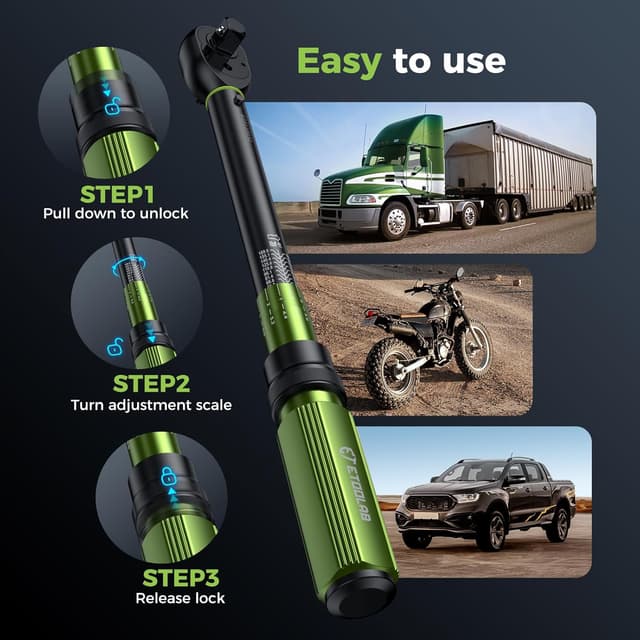 Thumbnail 6 de ETOOLAB 1/2" Click Torque Wrench Dual-Range 20–230Nm (±3%) with 3-piece set