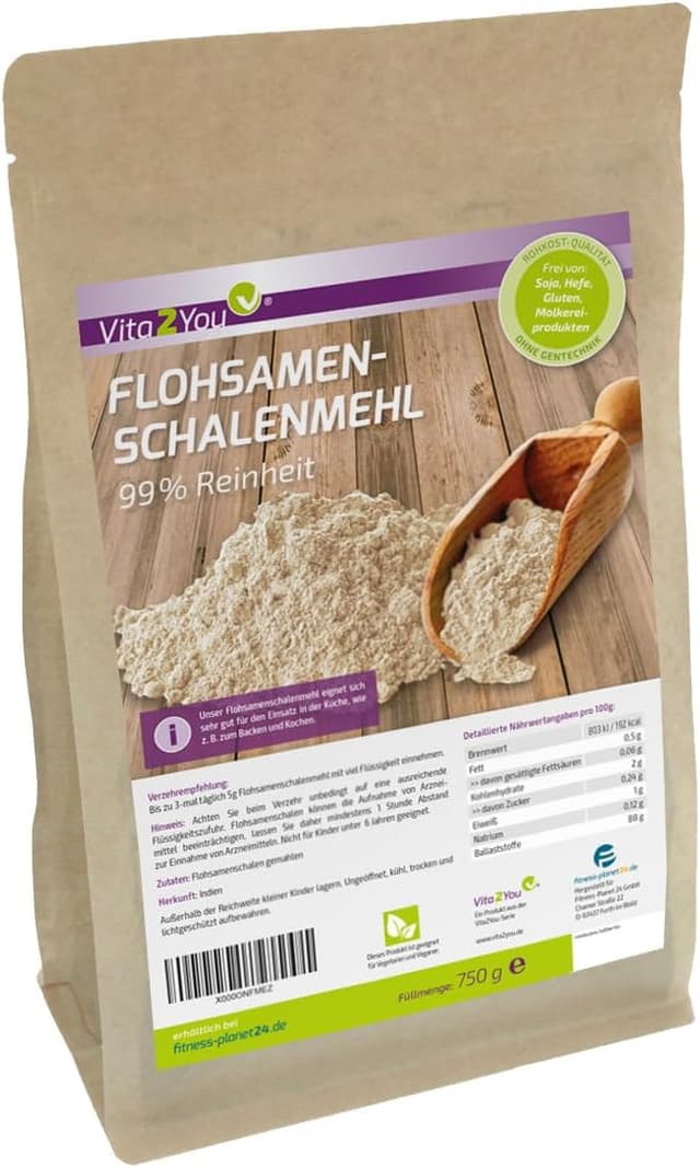 Detalle de Vita2You Flohsamenschalen gemahlen 750 g