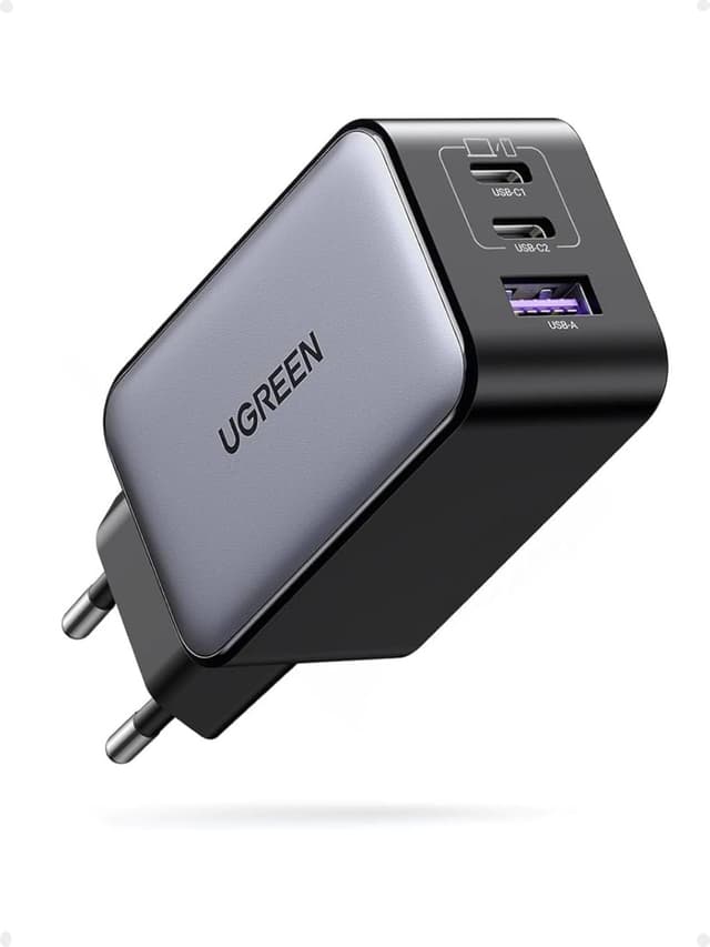 Detalle de UGREEN Nexode 65W caricabatterie USB-C 3 porte ⚡
