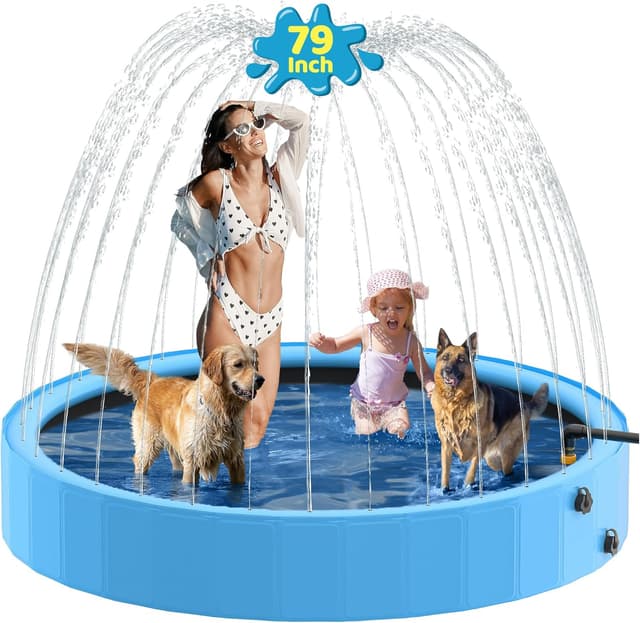 Detalle de Raxurt Dog Pool with Sprinkler (79-inch foldable PVC pet bath tub)