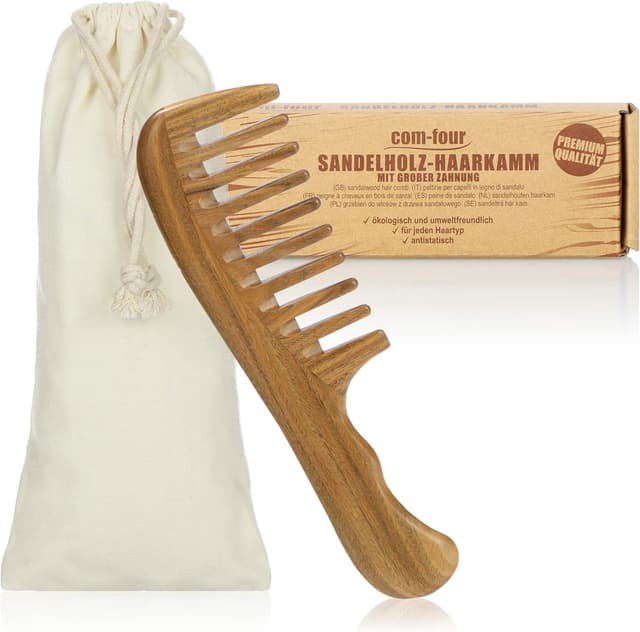Detalle de COM-FOUR Peigne en bois de santal 18,5 cm 💇