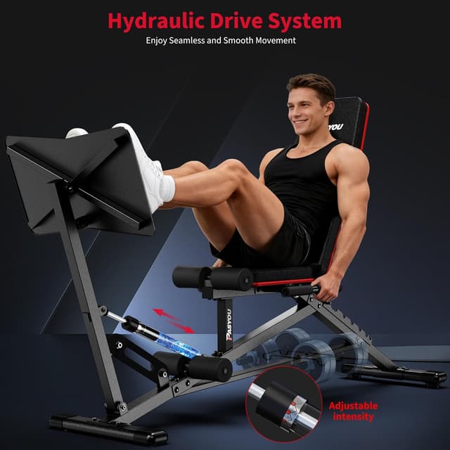 Detalle de PASYOU Leg Press Machine with Adjustable Weight Bench & Leg Extension (1300LBS capacity)