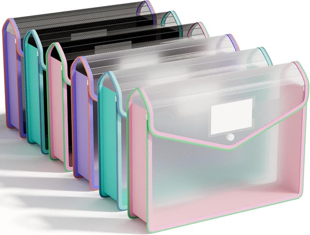 Thumbnail 6 de ABC life A4 Plastic Wallets (6 pack) with Popper Button Closure – Waterproof Transparent Document Folders