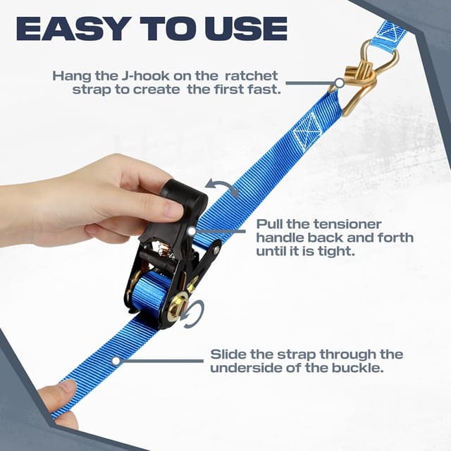 Thumbnail 4 de IAZZCO 4 Pack Ratchet Straps 6m x 25mm for trailers 🚚