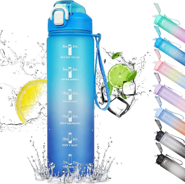 Detalle de CodiCile 1L Water Bottle with Straw and Time Markings