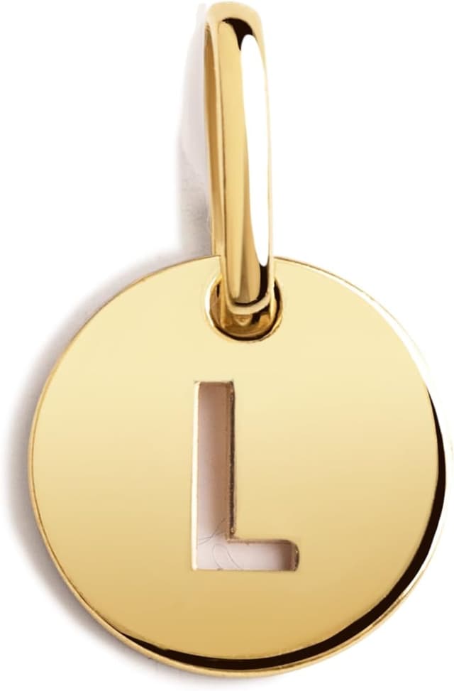 Detalle de SINGULARU Mini Medallion Letter, colgante letra L en plata 925 💍