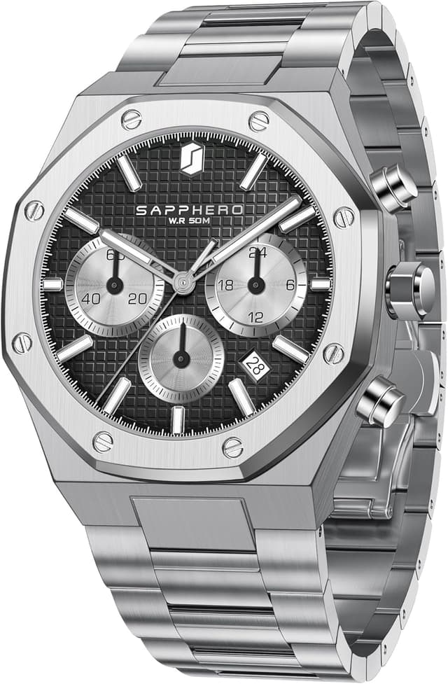 Detalle de SAPPHERO Montre Homme Octogonale 50m